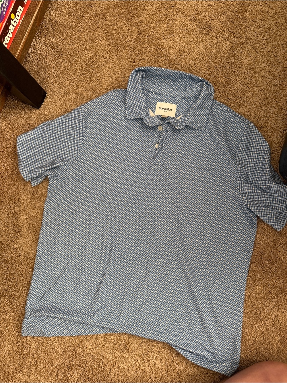Goodfellow & Co Blue Micro-Pattern Polo - size medium